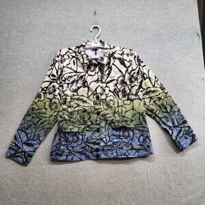 Chico's Women Jacket‎ 2 Ombre Floral Button Front Shacket